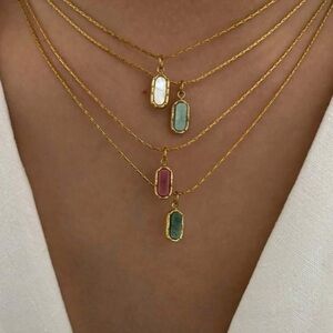 Gold Plated Stainless Steel White Shell 1pc Pendant Necklace